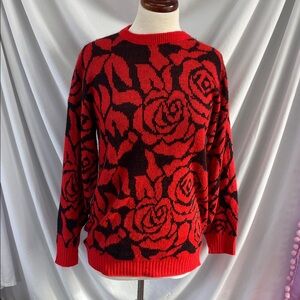 Vintage Rose Red and Black Sweater
